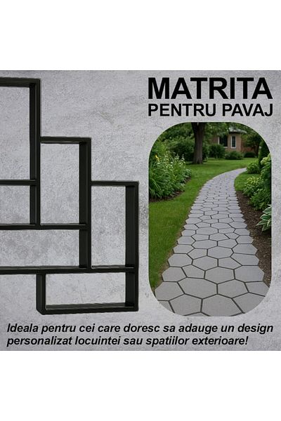 NEXTLY Matrita pavaj din beton NEXTLY, plastic durabil, 50.5x40.5x3.8cm, 21-12 negru