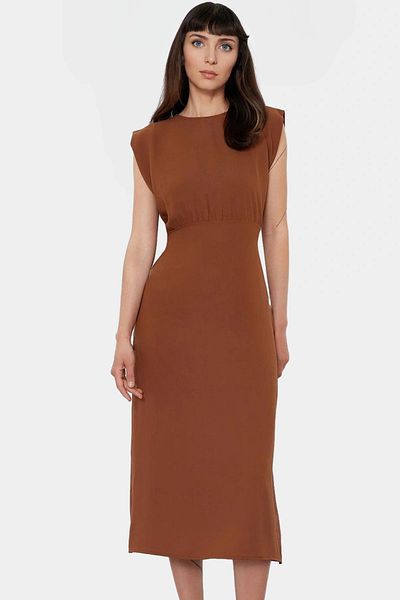 PayBuy Women's a Line Midi Length Polyester Woven Dress High Quality Comfortable Cut for Summer Seasons