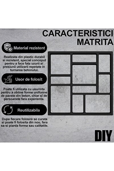 NEXTLY NEXTLY concrete paving mold, durable plastic, 39x44.5x3.8cm, 21-7 black