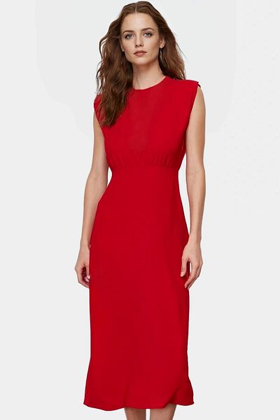 PayBuy Women's a Line Midi Length Polyester Woven Dress High Quality Comfortable Cut for Summer Seasons