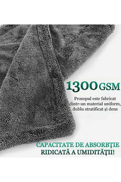 VENTLEX Prosop Auto Microfibra, Ultra Absorbant 1300 Gsm, Uscare Auto Rapida Fara Urme 70x90 Cm