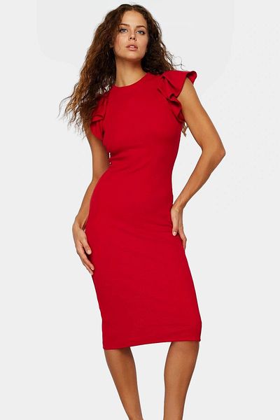 PayBuy Women's Cotton Bodycon Midi Dress Flounced Sleeves Comfortable Casual Trend Design Distinguished Material