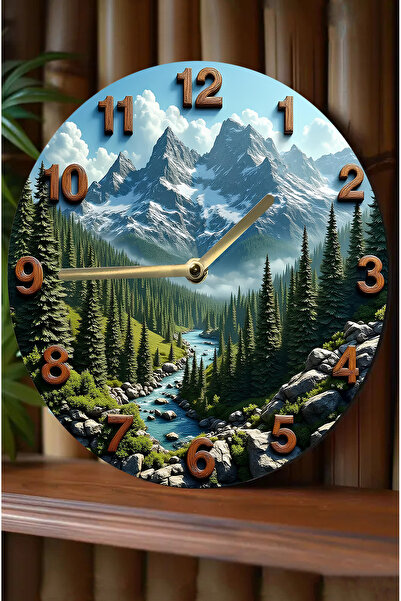 kutuTR 🏔️   Highland Time – Silence at the Top 3D Wall Clock 🕒 🌲   Sdw272