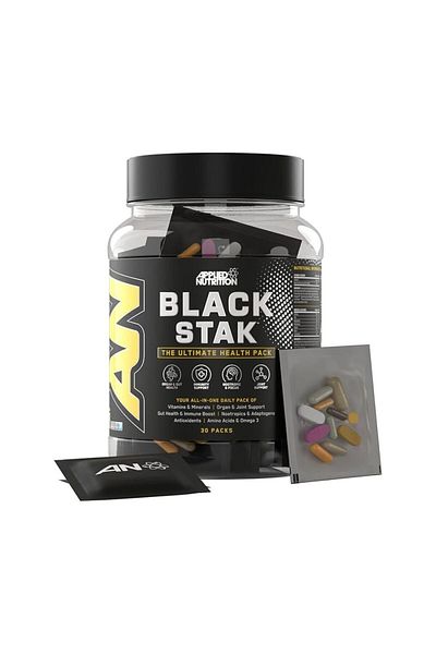 applied nutrition Black Stak, Complete Performance Complex, 30 All-in-one Sachets, Multivitamins Antioxidants And More