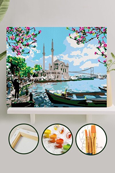 Palmiye Hobi Sanat Kırtasiye Sayılarla Boyama 40x50 Cm Tuval Seti Fırça Boya ...