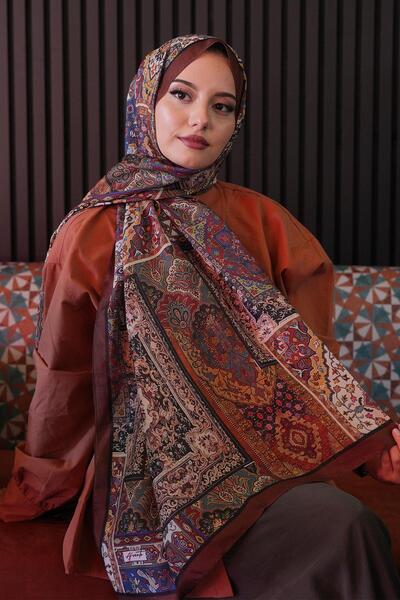 AFVENTE Ethnic Pattern Tan Soft Cotton Shawl