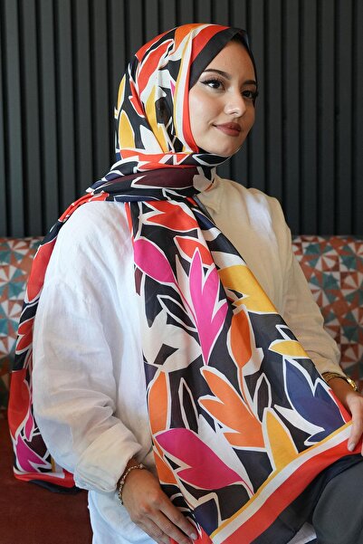 AFVENTE Leaf Pattern Red Soft Cotton Shawl