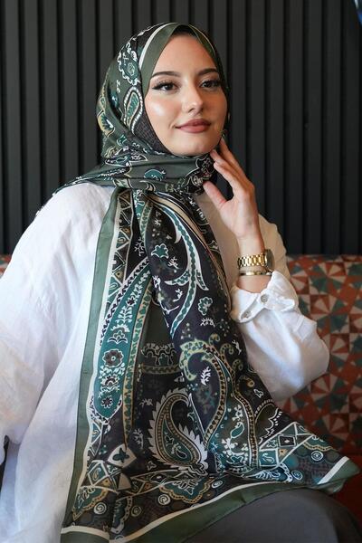 AFVENTE Droplet Motif Pattern Khaki Soft Cotton Shawl
