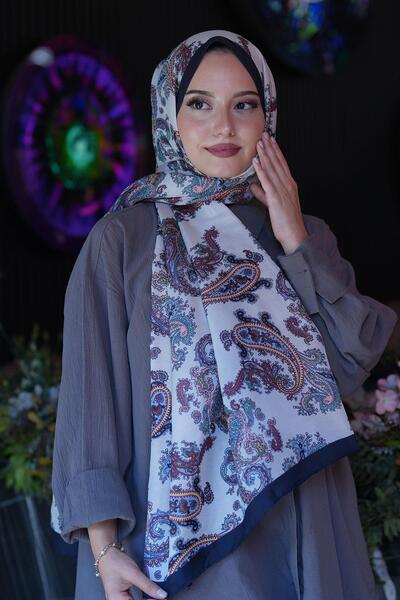 AFVENTE Μπεζ μαλακό βαμβακερό σάλι Paisley Pattern