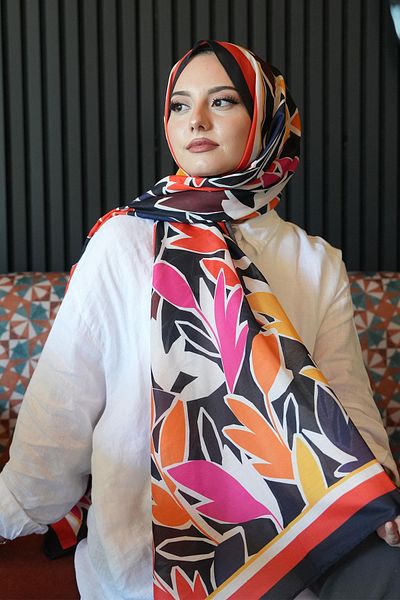 AFVENTE Leaf Pattern Red Soft Cotton Shawl