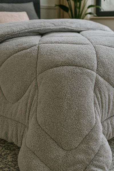 BEYAZLALE Cotton Luxury Double Sided Double Quilt |   Gray 195X215Cm