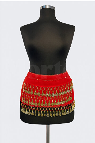 Mortex Kırmızı Zilli Pullu Şakira Dans Kemeri - Kına, Oryantal, Düğün ve Eğle...