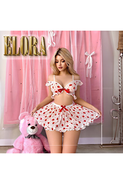 Elora Strawberry Patterned Lace Shorts Bra Set – Dowry Nightgown Lingerie