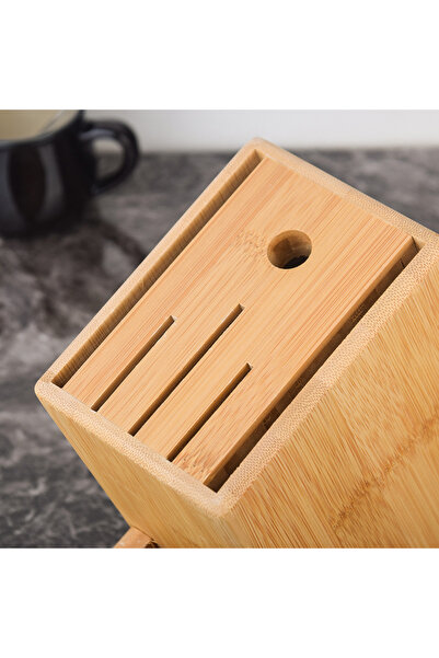 kamptek kamp teknolojisi KampTek Bambu Bıçaklık Standı Mutfak Tezgah Üstü Profesyonel Bıçak Standı