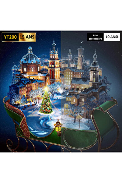 zyteq Mini proiector ZYTEQ®️ YT200, LED, difuzor integrat, USB, pt Android/iOS, compact, negru