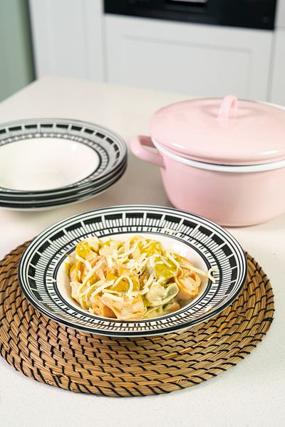 EBUTAY Roma Notte Series – 27 cm Set of 2 Deep Salad, Pasta and Presentation Porcelain Plates