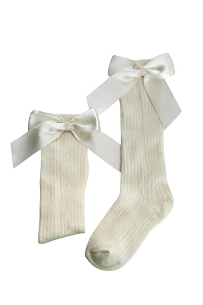 Calverton Socks Kız Bebek Fiyonklu Diz Altı Çorap / Kurdele Detaylı /Yumuşak ve Esnek Kumaş