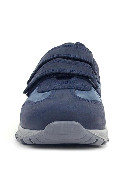 Rakerplus Pantofi de școală sport pentru copii din piele naturală albastru bleumarin - velcro