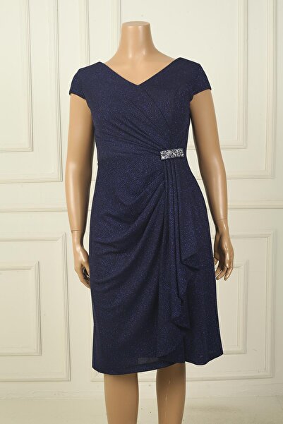 LipLipo Kadın Ön Arka V Yaka Tırnak Kollu Astarlı Yanı Taş Detaylı Mendilli B...