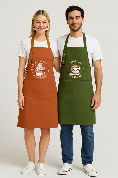 Hulganz Kitchen Apron Set of 2 Stain-Resistant Suit Cloth Cupcake Coffee Dowry Cafe Patisserie Workshop Apron