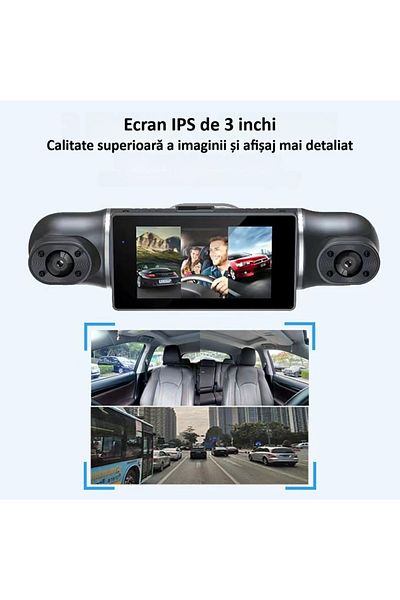 zyteq Camera video auto ZYTEQ®️Full HD, 4 lentile, WiFi, 3" IPS, Night Vision, G-sensor, neagra
