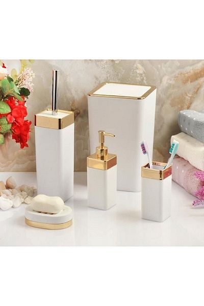 İmera Acrylic 5 Piece Square Bathroom Set Glossy - (HARD PLASTIC)