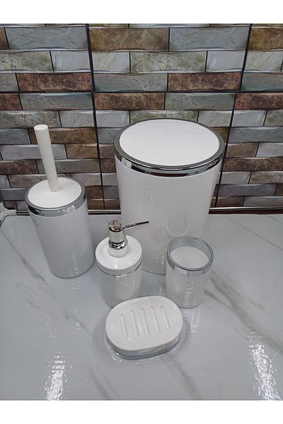 İmera Acrylic 5 Piece Bathroom Set Round Glossy-hard Plastic (NOT CERAMIC)