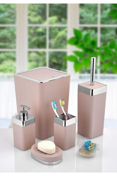 İmera Bathroom Set 5 Pieces Soft Pink Silver