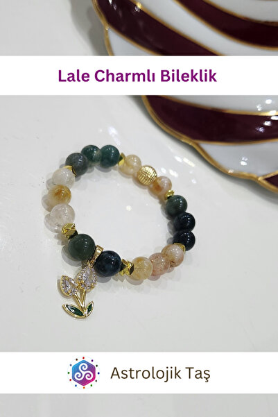 Astrolojik Doğal Taş سوار من الحجر الطبيعي مع تاج التوليب – عقيق – سيترين