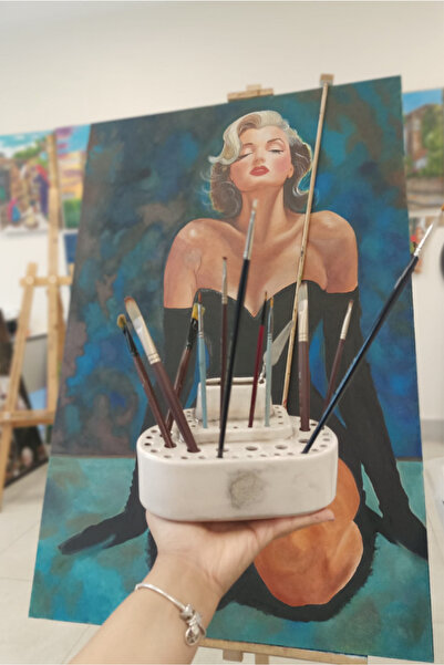 toprakanaart RESİM FIRÇASI TUTUCU SERAMİK STAND 19x10x10(cm)