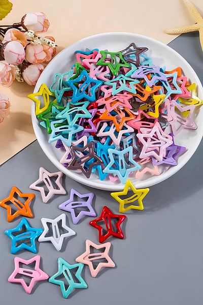 PREGIO Pachet de 6 catarame metalice cu cataramă stea colorată - design cu cataramă înstelată