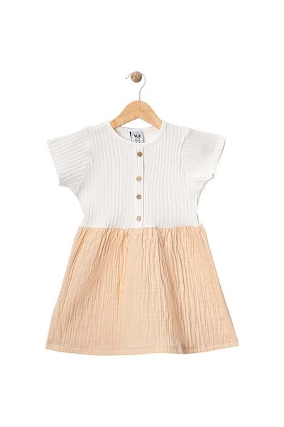 Babexi Reported Buttoned Muslin Dress Beige