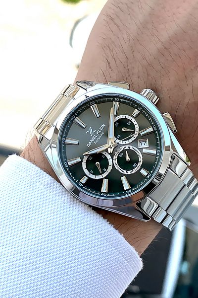 Daniel Klein Original Exclusive 24 Months Warranty Silver Cord Green Dial Bracelet Gift Men's Wristwatch
