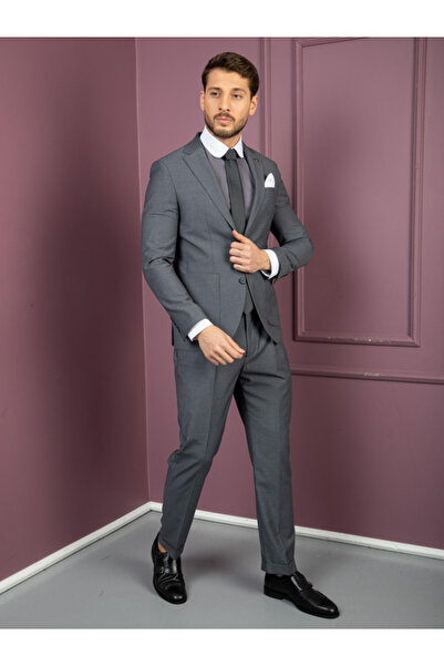 FASHİON PLAZA Men's Suit Italian Cut Harvest Pants Double Leg Slim Fit