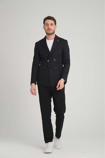 FASHİON PLAZA Drawstring Pants Sports Summer Unlined Double Breasted Suit