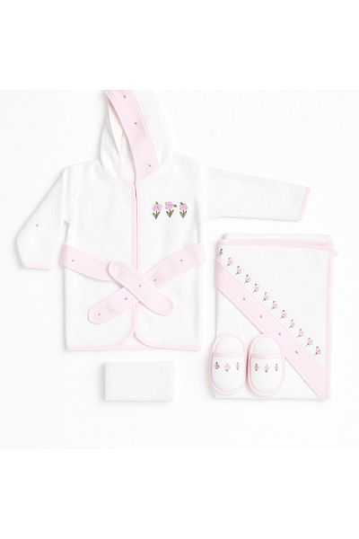 mia mia Special Tulip Patterned Soft Bathrobe for Babies (0-2 Years)