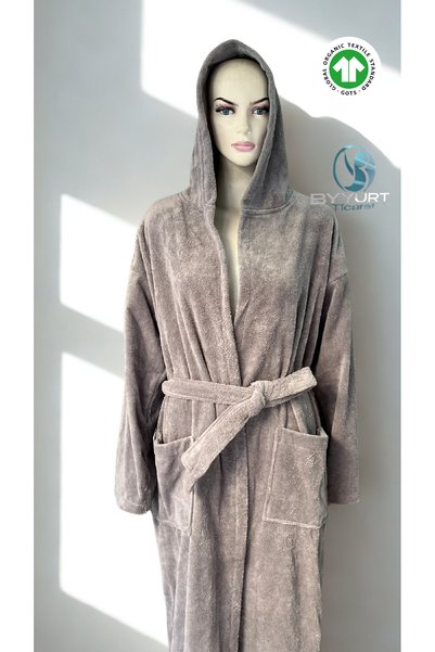 TruyTowel روب استحمام من نسيج قطني 100% باللون الرمادي