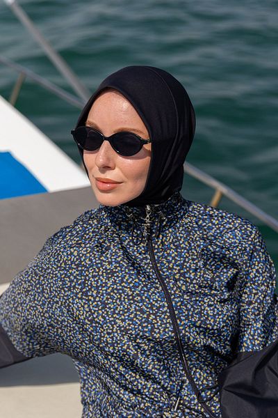 Minel Women's Black Snap Fastener Fully Covered Hijab Bonnet