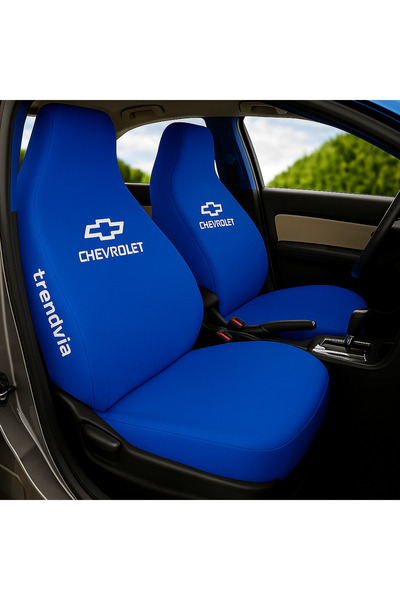 trivexa مجموعة أغطية مقاعد السيارة من القطن الممشط باللون الأزرق مع شعار شيفر...