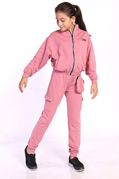 Toontoy Girl's Wallet Detailed Tracksuit Set