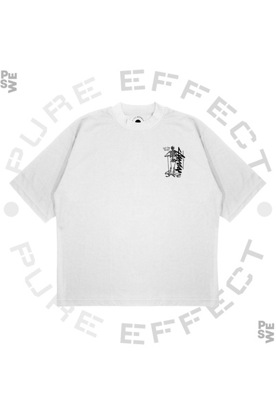 TRAGEDY Tricou unisex oversize Stussy Skeleton Back Printed Boxy Fit din țesătură groasă