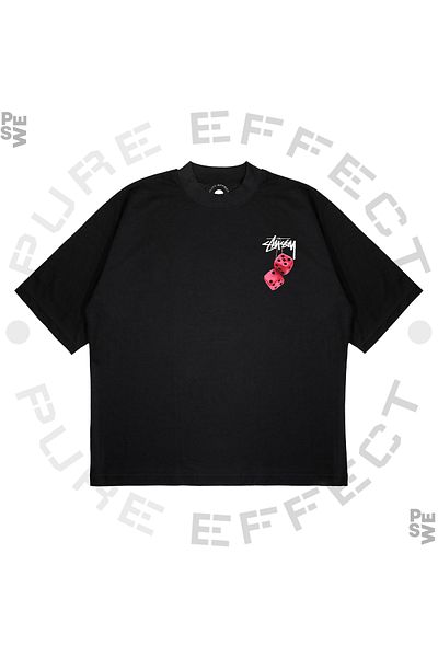 TRAGEDY Μπλουζάκι Unisex Oversize Stussy Pink Dice με στάμπα Boxy Fit από χοντρό ύφασμα
