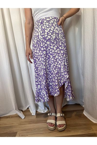 Moda Lounge Fusta Wrap cu fante sub genunchi