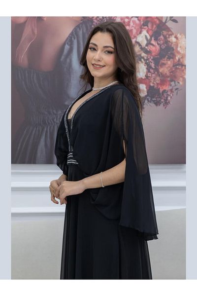 Nice Model Elegant Evening Gown Sleeveless Butterfly Wing Detail Long Formal Dress Women Party Outfit