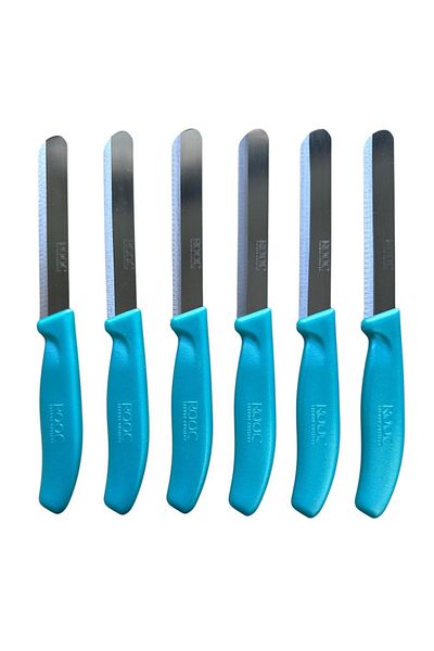 Rooc Set of 6 Ultra Sharp Serrated Blades, Bright Green, 22 cm 100% Guaranteed Stainless Steel