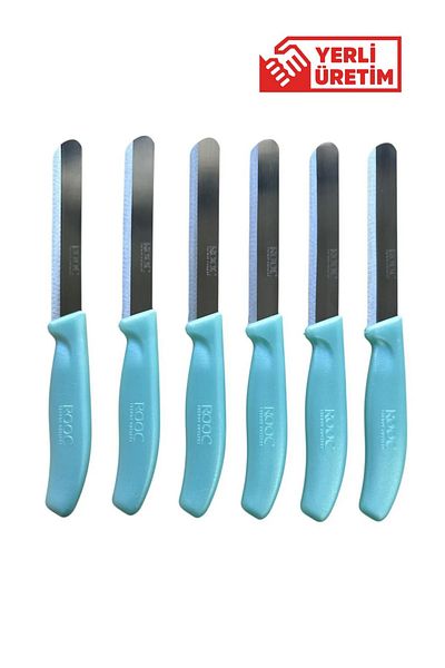Rooc Set of 6 Ultra Sharp Serrated Blades, Water Green, 22 cm 100% Guaranteed Stainless Steel