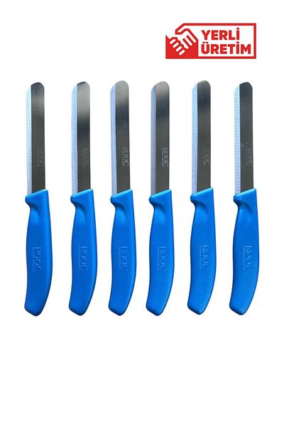 Rooc Set of 6 Ultra Sharp Serrated Blades – Blue, 22 cm 100% Guaranteed Stainless Steel