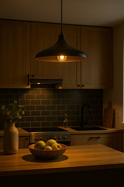 Ultra Home Piero Model Siyah Renk Rustik Tekli Avize Sarkıt Salon Mutfak Oturma Odası Lamba