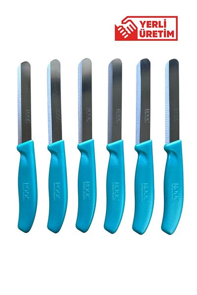 Rooc Set of 6 Ultra Sharp Serrated Blades, Bright Green, 22 cm 100% Guaranteed Stainless Steel