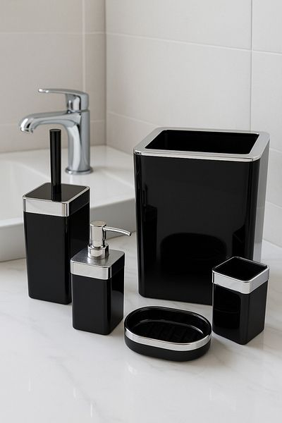 İmera Acrylic 5 Piece Square Bathroom Set Bright